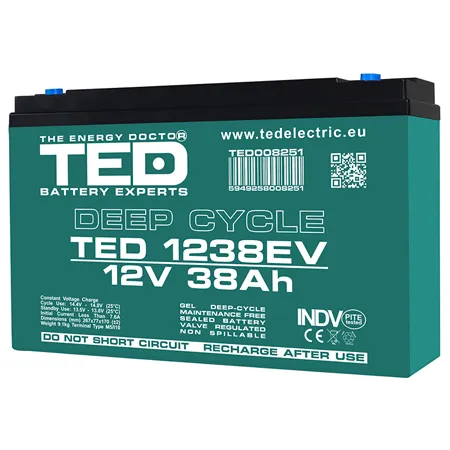 Acumulator Vehicule Electrice Deep Cycle 12V 38AH Ted