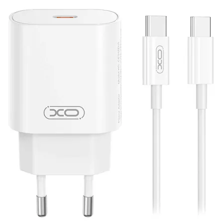 Incarcator Retea Pd 25W 3A USB Tip C + Cablu Tip C - Alb