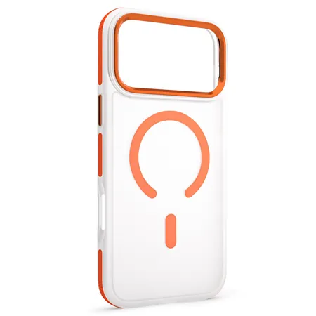 Husa Protectie Mag Case Iphone 17 Pro Max - Transparent/Portocaliu