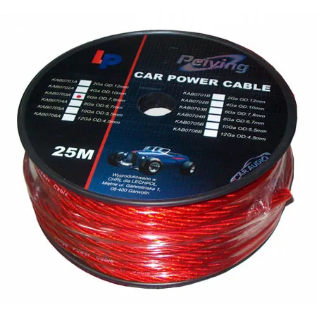 Cablu Putere cu 8GA (6.7MM/8.31MM2) 25M Rosu