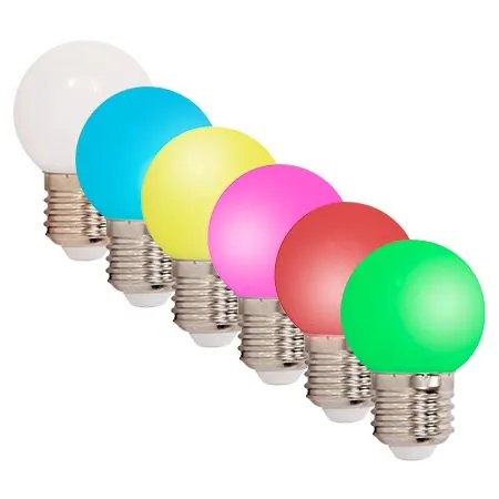 Set 6 Becuri LED E27 G45 0.5W Colorate