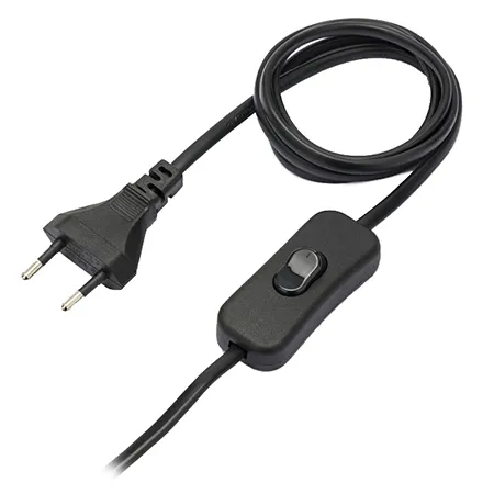 Cablu Alimentare 2X0.75 cu Intrerupator 2M - Negru
