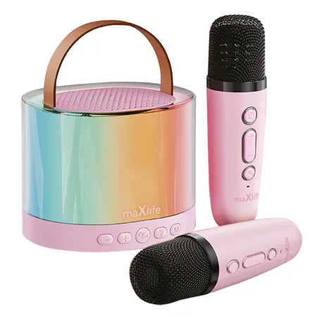 Mini Boxa Karaoke cu Microfon Wireless - Roz