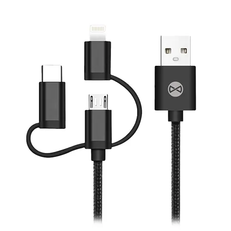 Cablu 3IN1 USB-Lightning-Ucb-C-Micro USB 1M 1.5A - Negru