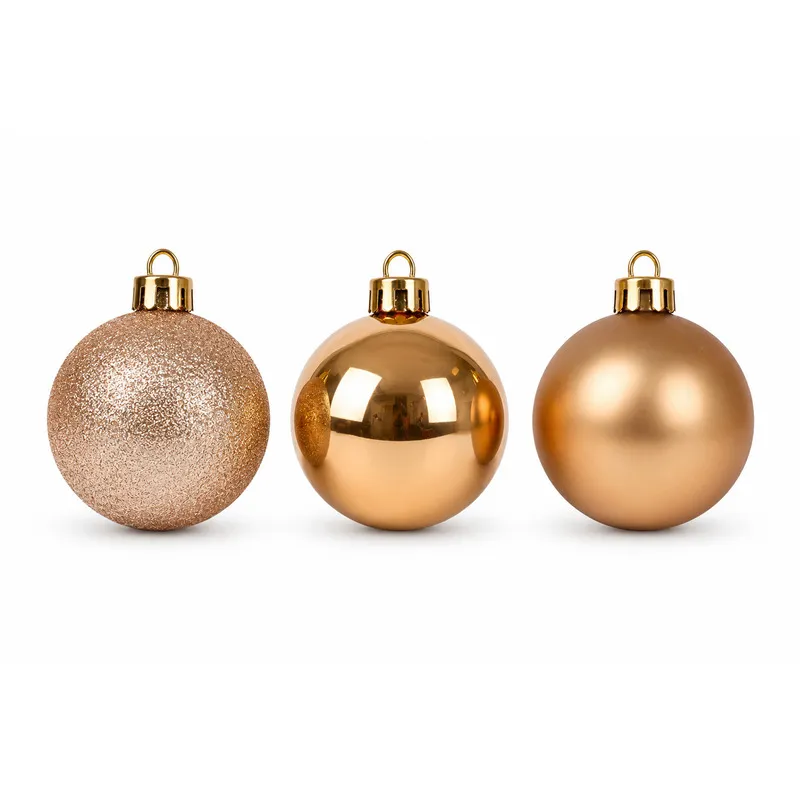 Ornamente Plastic de Craciun Bej-Inchis 24P