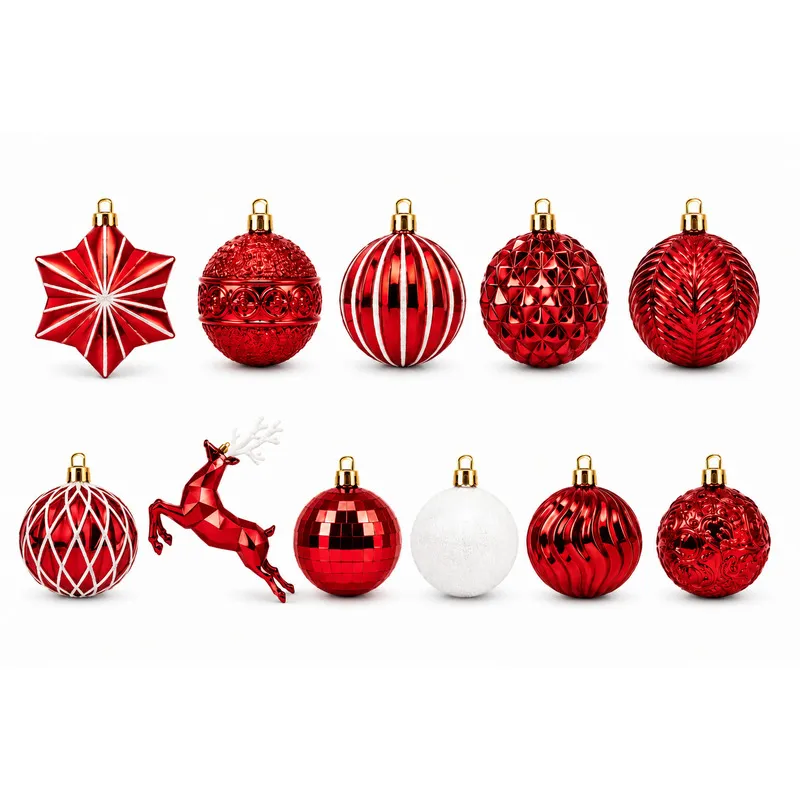 Set Ornamente de Craciun / Rosu - 48P.