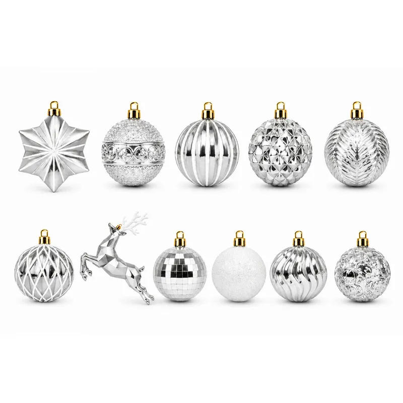 Set Ornamente de Craciun / Argintiu - 48P.
