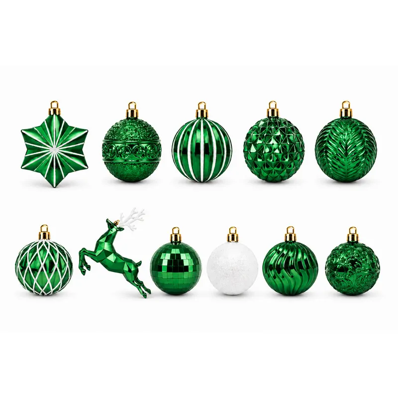 Set Ornamente de Craciun / Verde - 48P.
