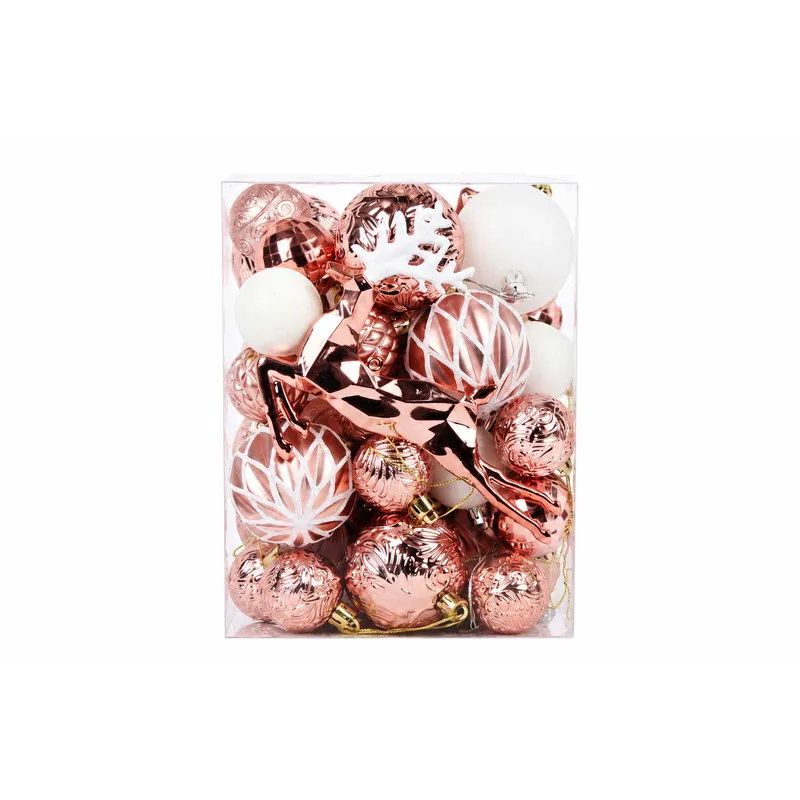 Set Ornamente de Craciun / Roz - 48P.