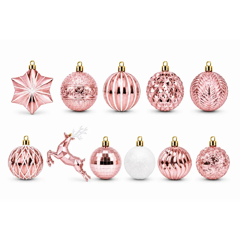 Set Ornamente de Craciun / Roz - 48P.