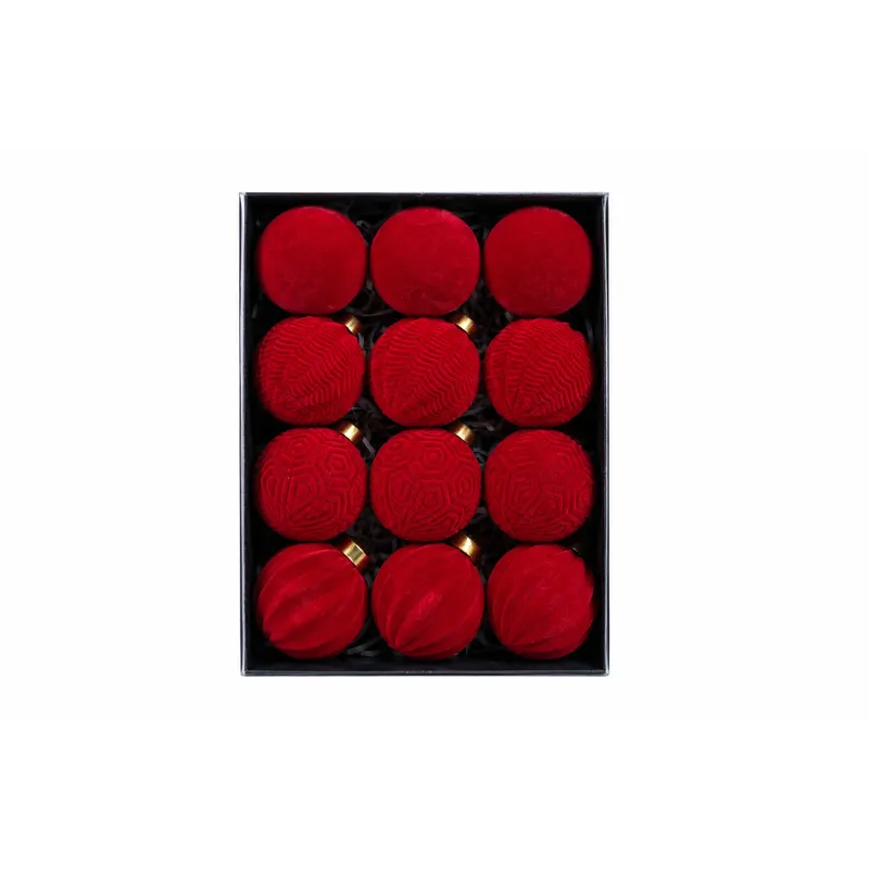 Set Ornamente Lux de Craciun / Rosu - 12P.