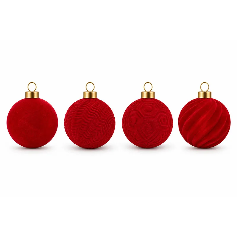 Set Ornamente Lux de Craciun / Rosu - 12P.