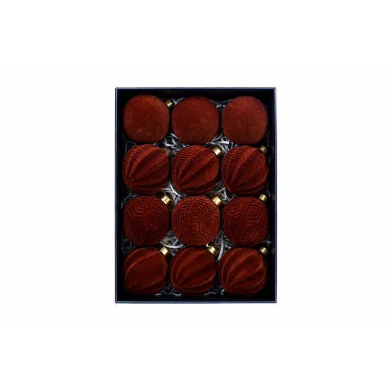 Set Ornamente Lux de Craciun / Cafeniu - 12P.