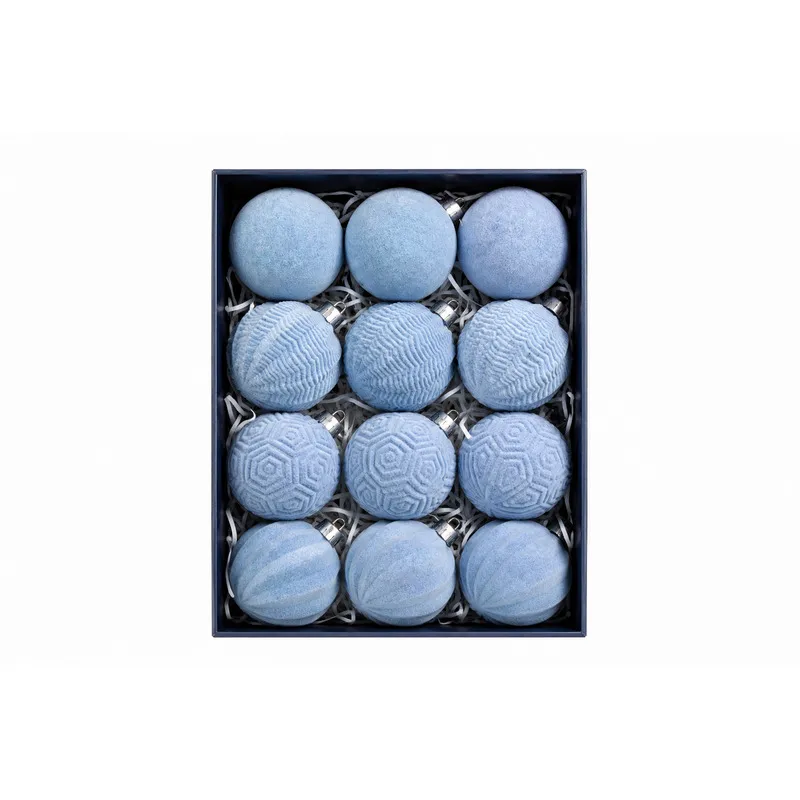 Set Ornamente Lux de Craciun / Albastru-Deschis - 12P.