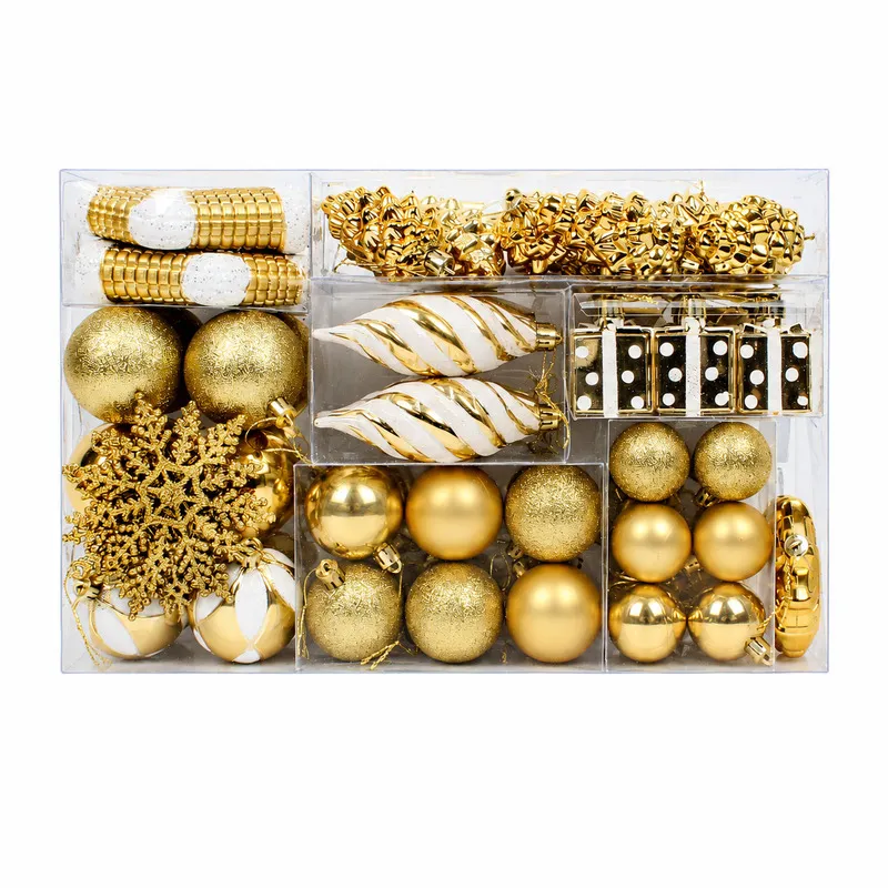 Set Ornamente Diversificate de Craciun / Auriu - 76P.