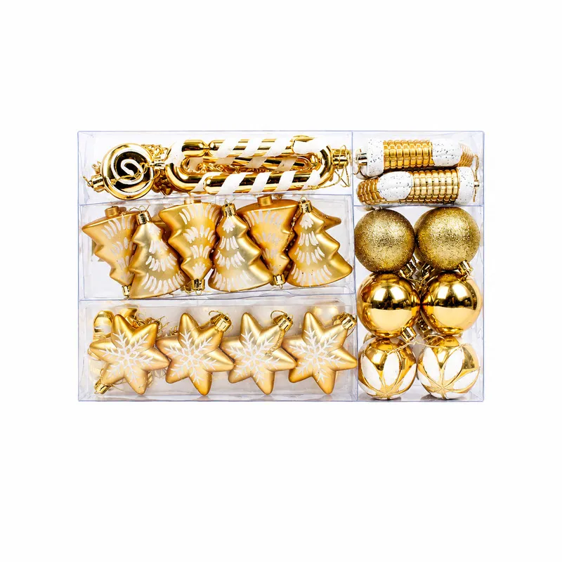 Set Ornamente Diversificate de Craciun / Auriu - 76P.