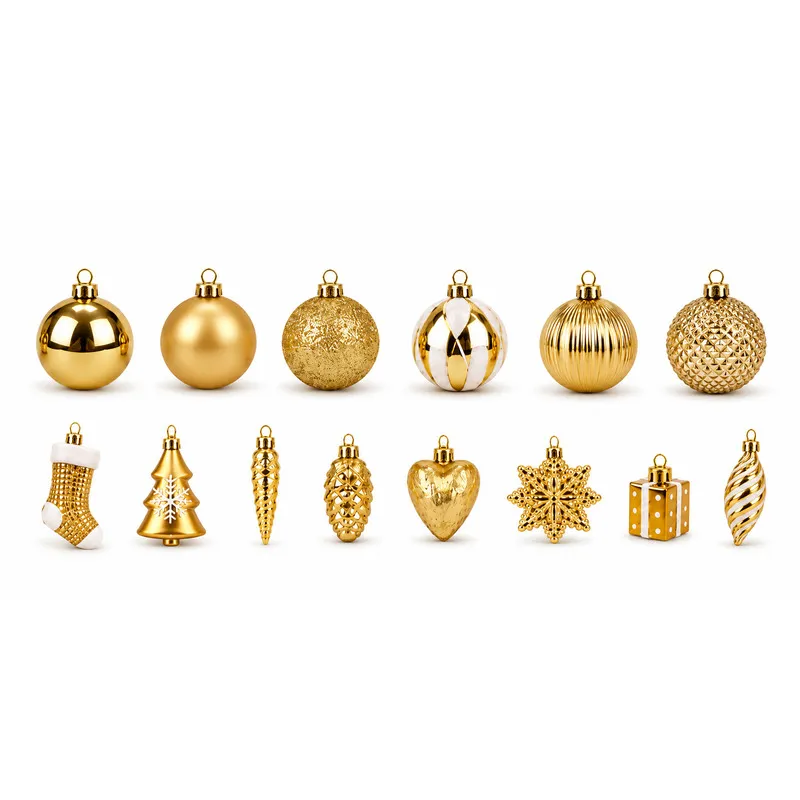 Set Ornamente Diversificate de Craciun / Auriu - 76P.