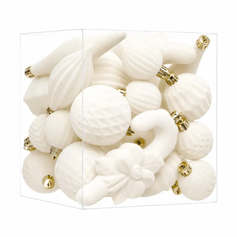 Ornamente Catifelate de Craciun / Crem - 28P