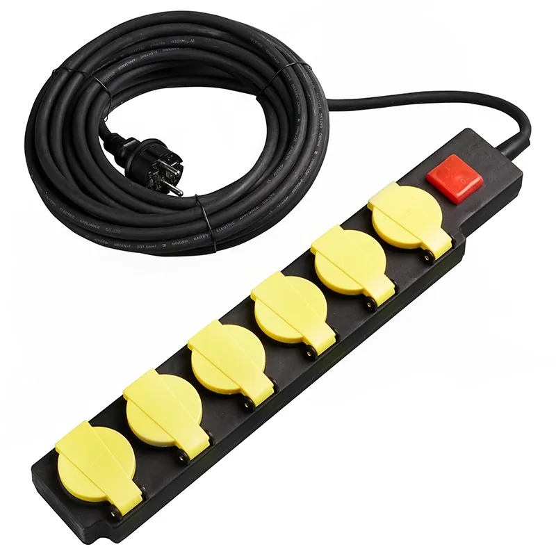 Prelungitor 6 Cai 16A Max 3500W IP44 10M 3X1.5MM - Negru/Galben