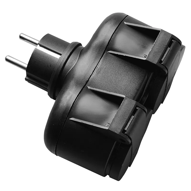 Adaptor 2 Cai IP44 16A Max 3500W - Negru