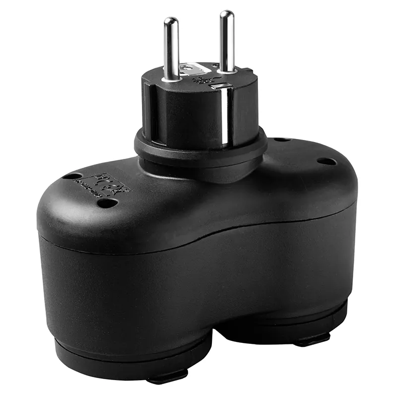 Adaptor 2 Cai IP44 16A Max 3500W - Negru