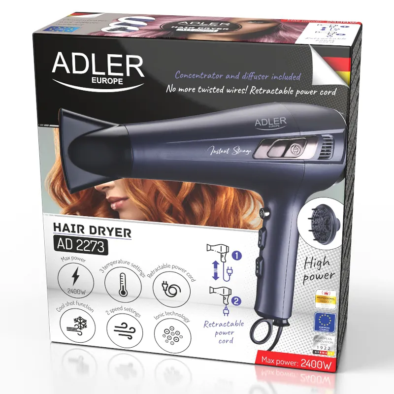 Uscator Par Cablu Retractabil 2400W Adler