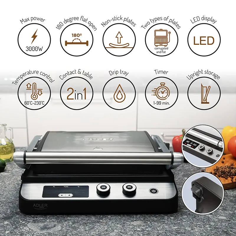 Grill Electric 2 in 1 3000W AD 3059 Adler