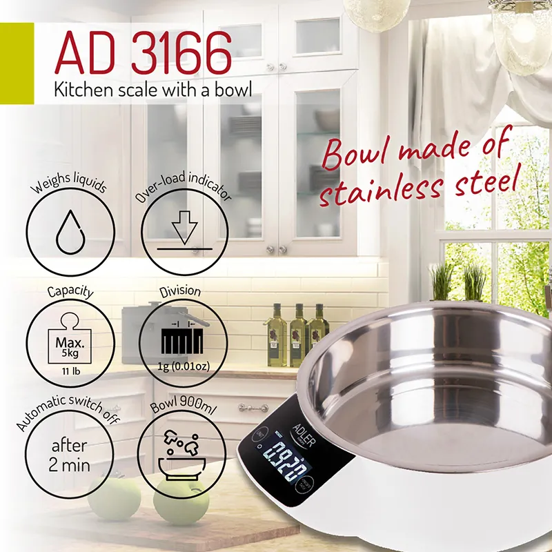 Cantar Bucatarie cu Bol Metalic AD 3166 Adler