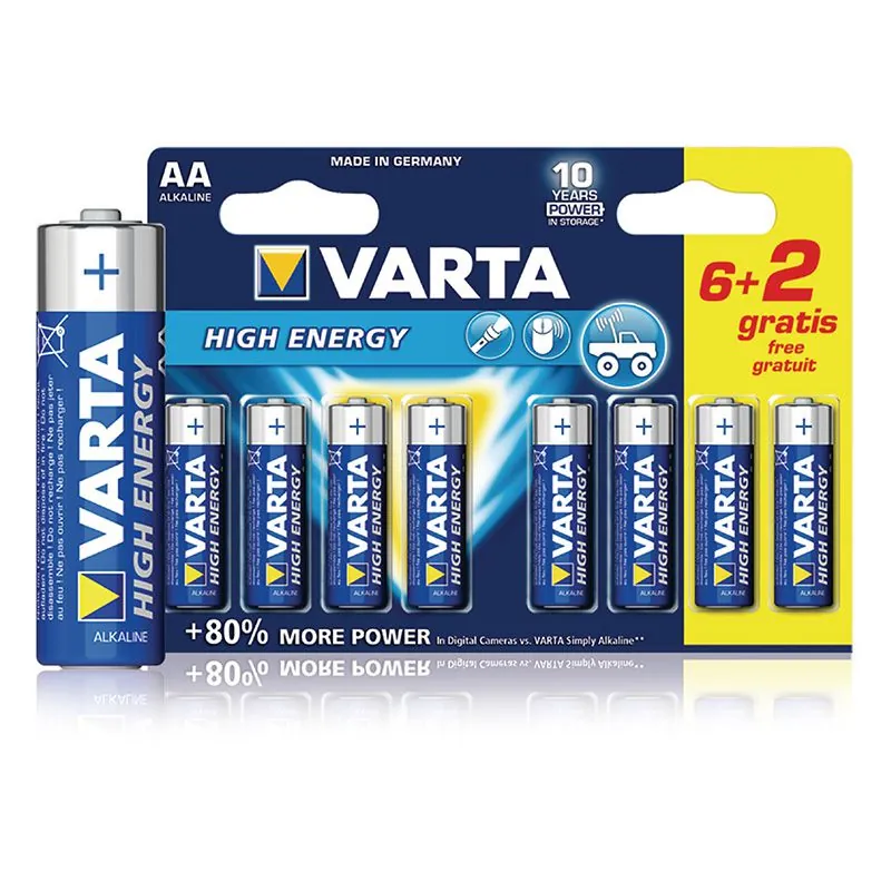 Baterie Alcalina Longlife Power LR06 Bl 8 Buc Varta