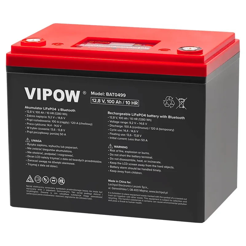 Acumulator LIFEPO4 12V 100AH Bluetooth Vipow