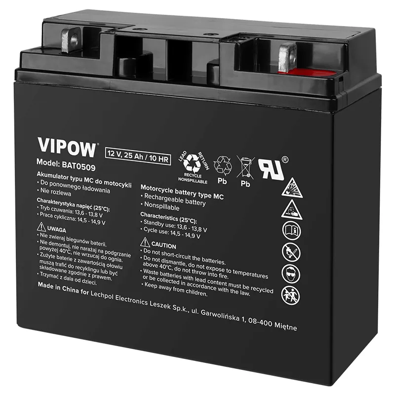 Acumulator Vehicule Electrice 12V 25AH / 10HR Vipow