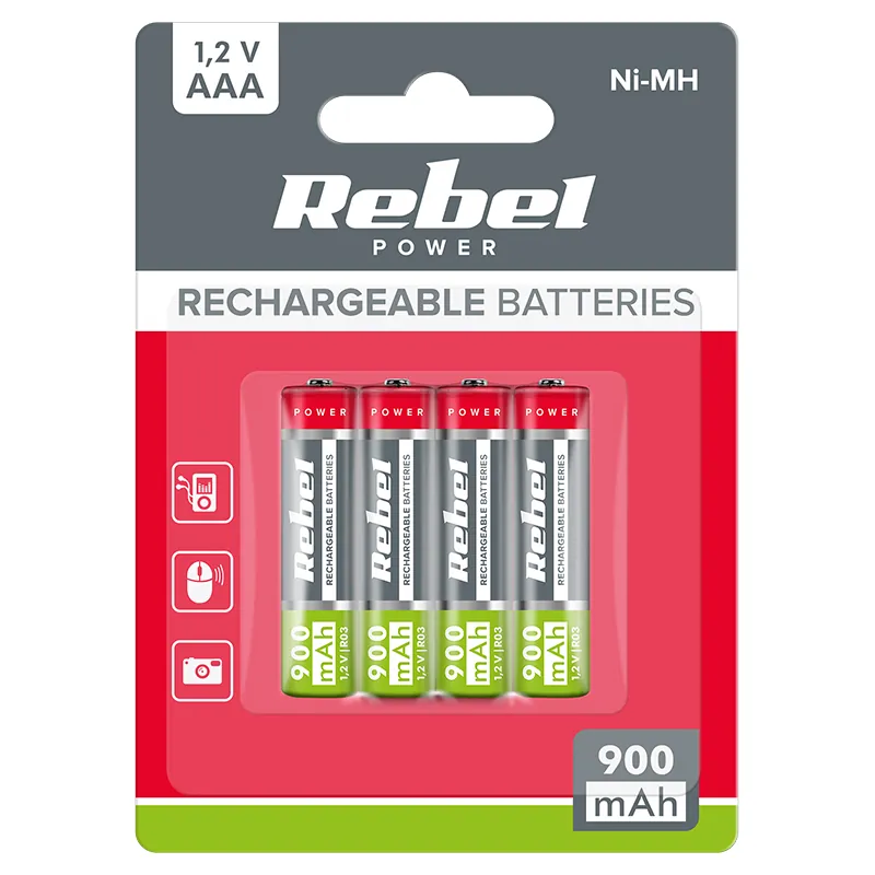 Acumulatori Ni-Mh AAA R3 900MAH Blister 4 Buc Rebel
