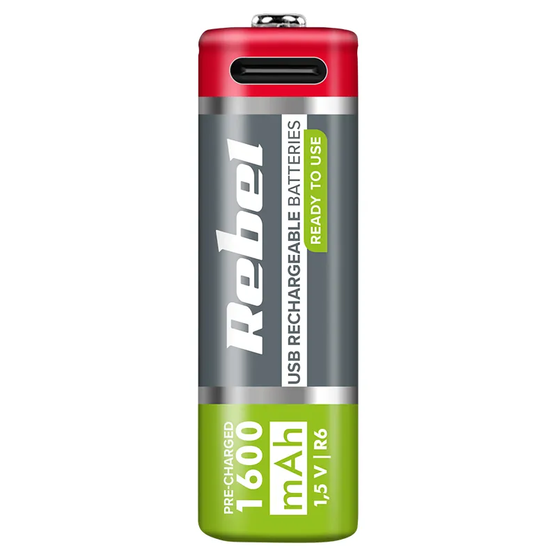 Acumulatori Li-Ion AA R6 1600MAH USB-C Blister 2 Rebel
