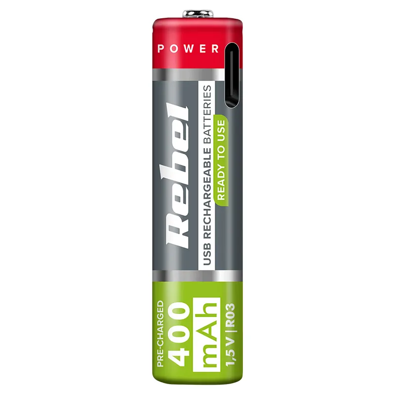 Acumulatori Li-Ion AAA R3 400MAH USB-C Blister 2 Rebel