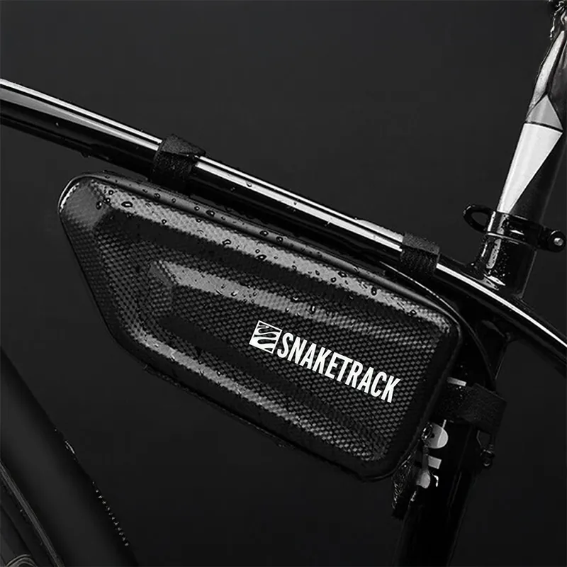 Geanta Bicicleta cu Suport Telefon Prindere pe Cadru - Negru