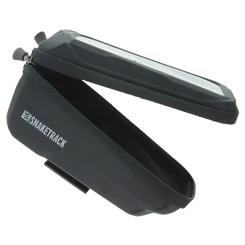 Geanta Bicicleta cu Suport Telefon Prindere pe Cadru - Negru