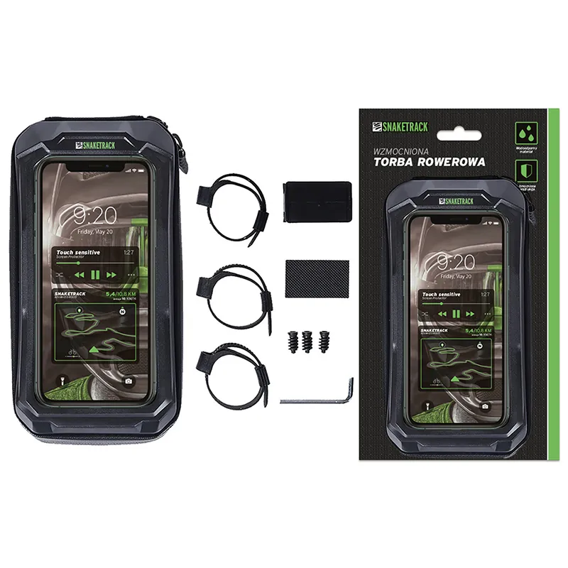 Geanta Bicicleta cu Suport Telefon Prindere pe Cadru - Negru