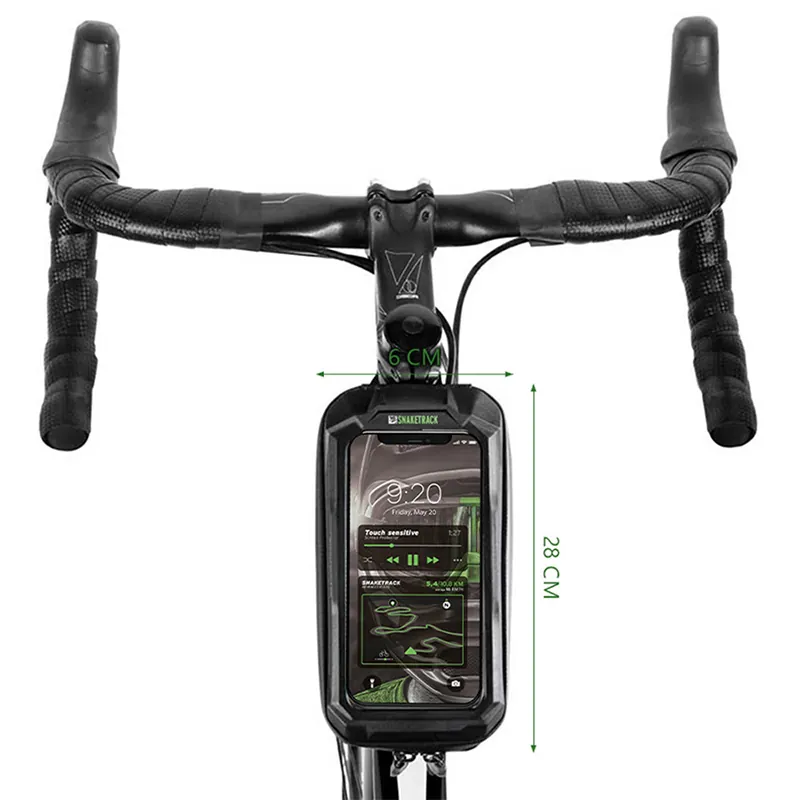 Geanta Bicicleta cu Suport Telefon Prindere pe Cadru - Negru