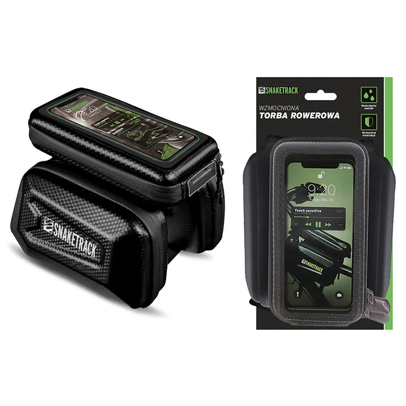 Geanta Bicicleta cu Suport Telefon Prindere pe Cadru IP54 - Negru