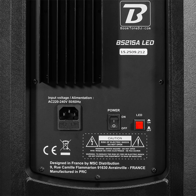 Boxa Activa 250W RMS 2X15"/38CM + Tweeter 1.75" cu BT/USB/SD/FM