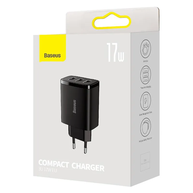 Incarcator Retea 3XUSB Fast Charging 17W Baseus - Negru