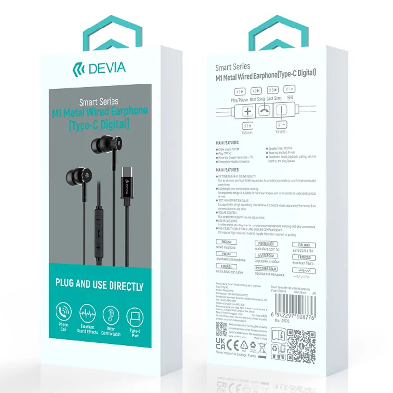 Casca Stereo 1.2M cu Mufa Tip C - Negru