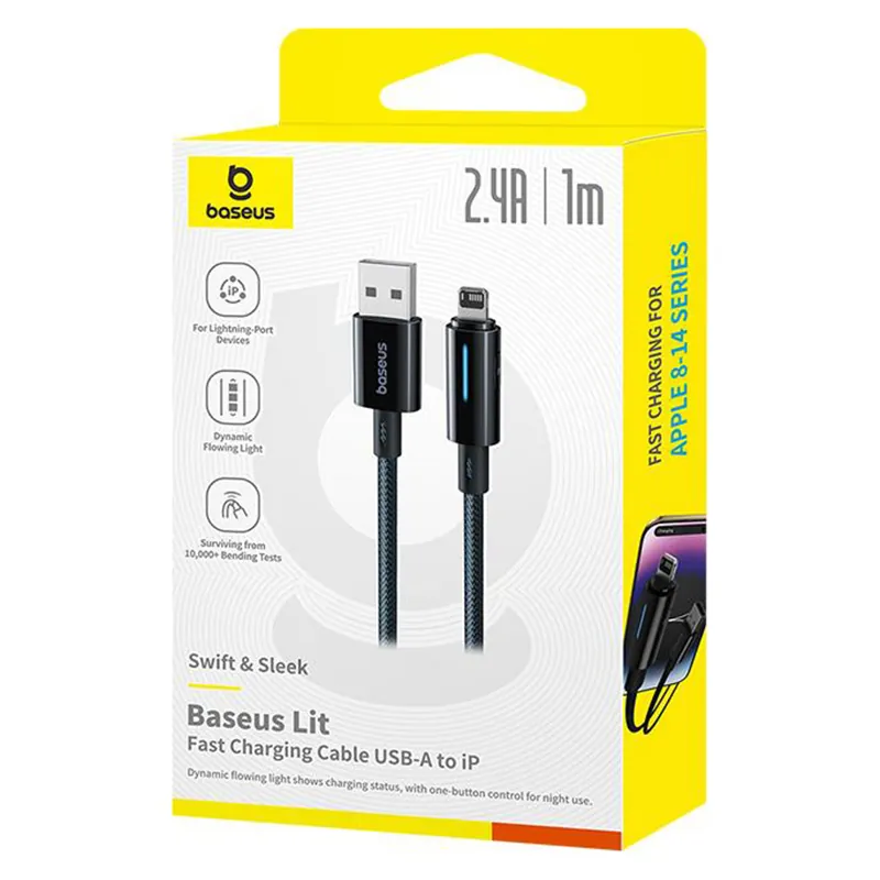 Cablu USB - Lightning 2.4A 1M Baseus - Negru