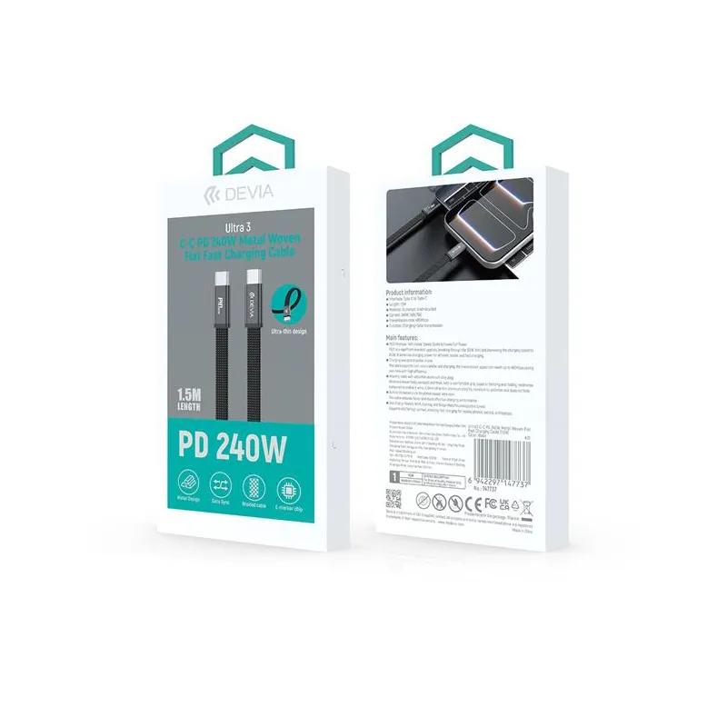 Cablu Tip C - Tip C PD 1.5M 240W  - Portocaliu