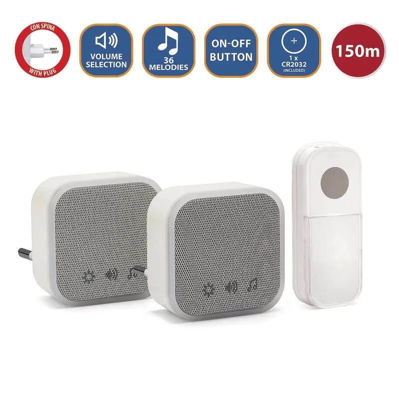 Set 2 Sonerii Wireless 36 Melodii 150M Alimentare 220-240V