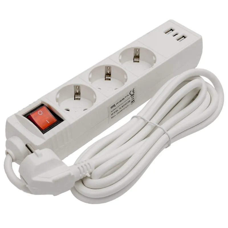 Prelungitor 3 Prize cu Intrerupator si USB 3M