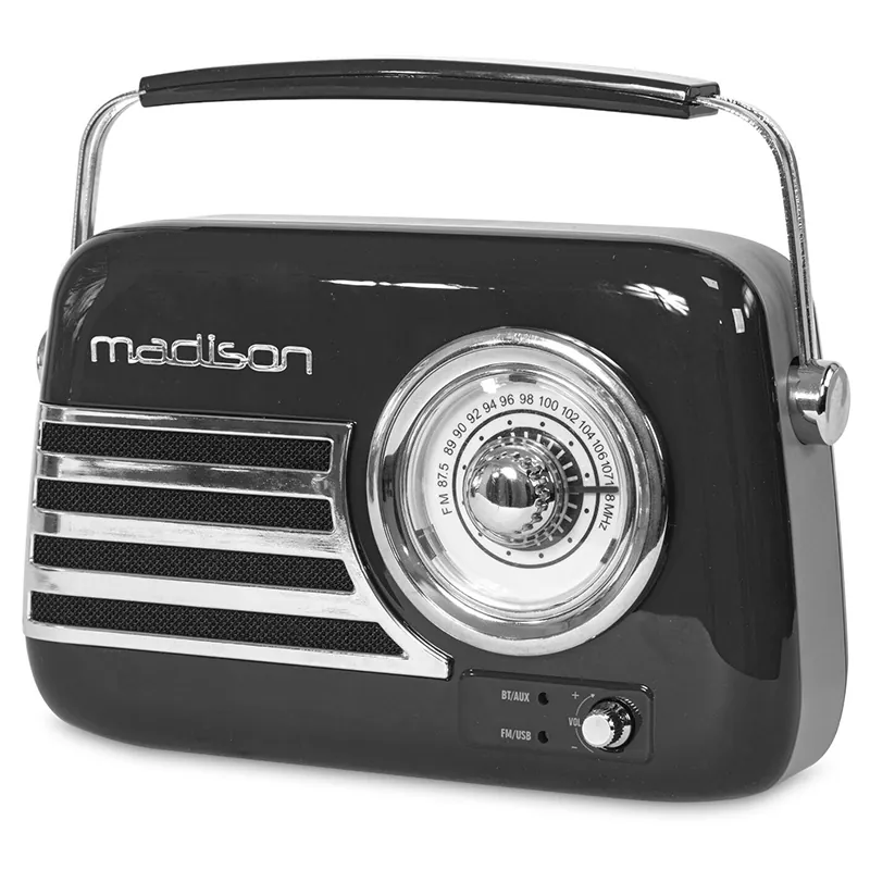 Radio FM Portabil Nostalgia 15W cu Functie Bluetooth/AUX - Negru