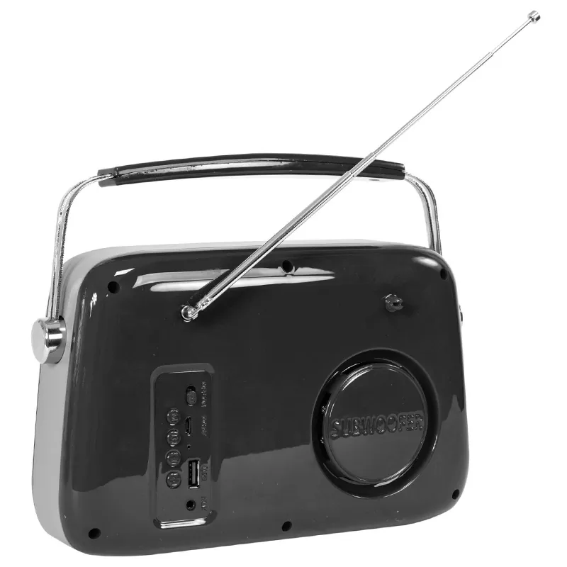 Radio FM Portabil Nostalgia 15W cu Functie Bluetooth/AUX - Negru
