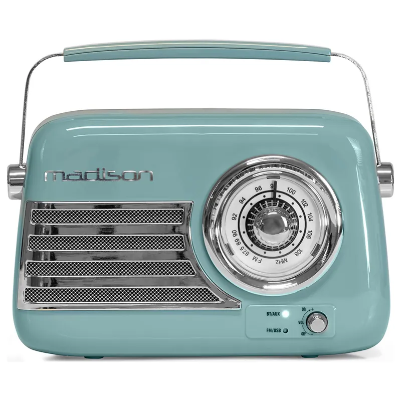 Radio FM Portabil Nostalgia 30W cu Functie Bluetooth/AUX -Albastru