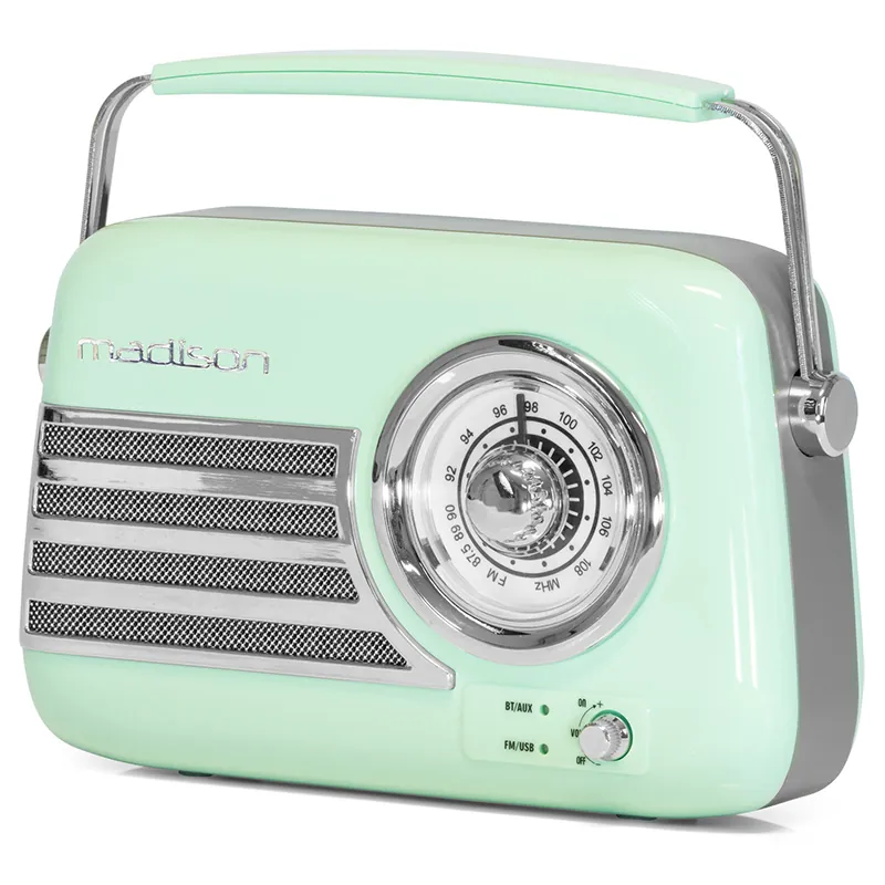 Radio FM Portabil Nostalgia 30W cu Functie BT/AUX -Verde Lucios